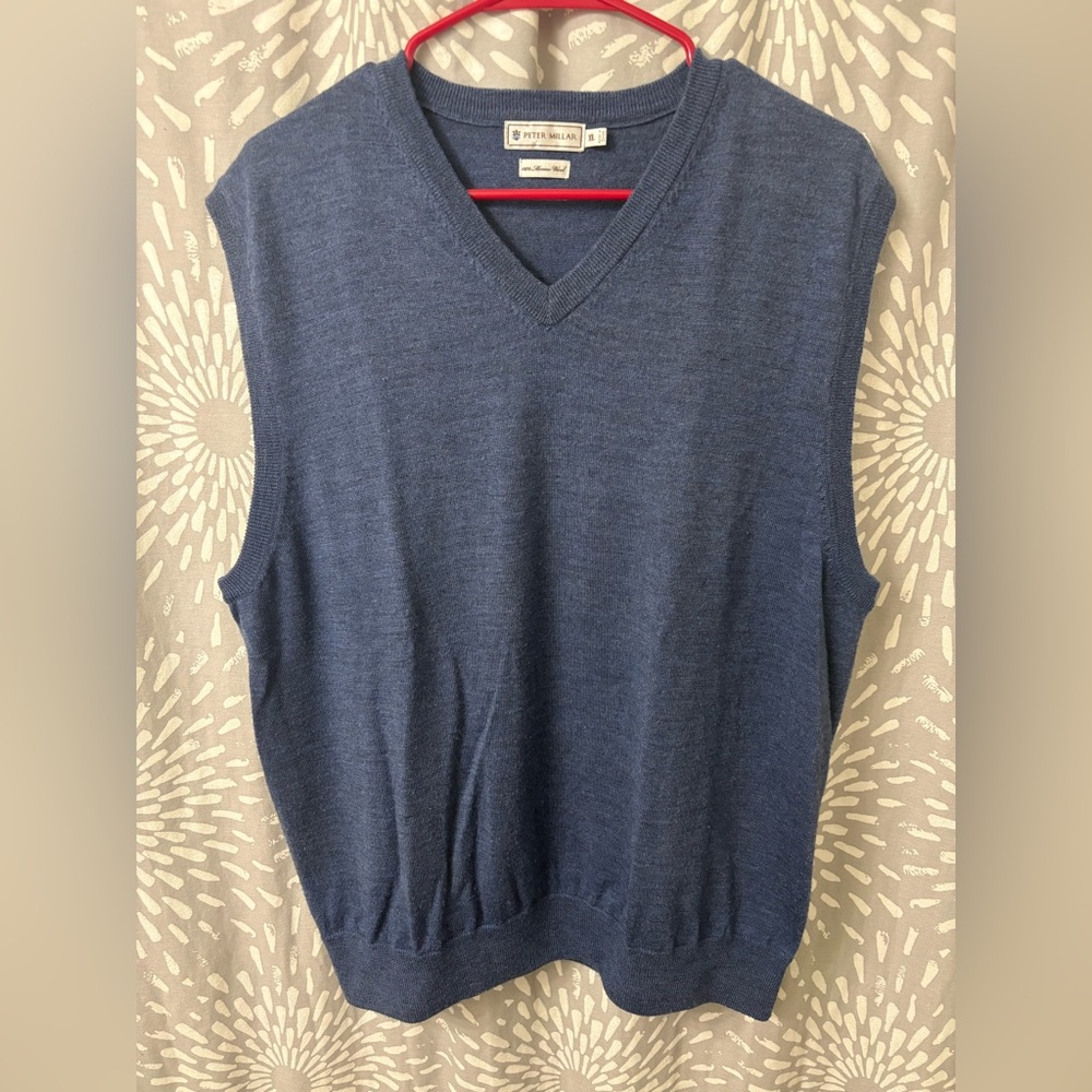 Peter Millar Blue Merino Wool Sweater Vest